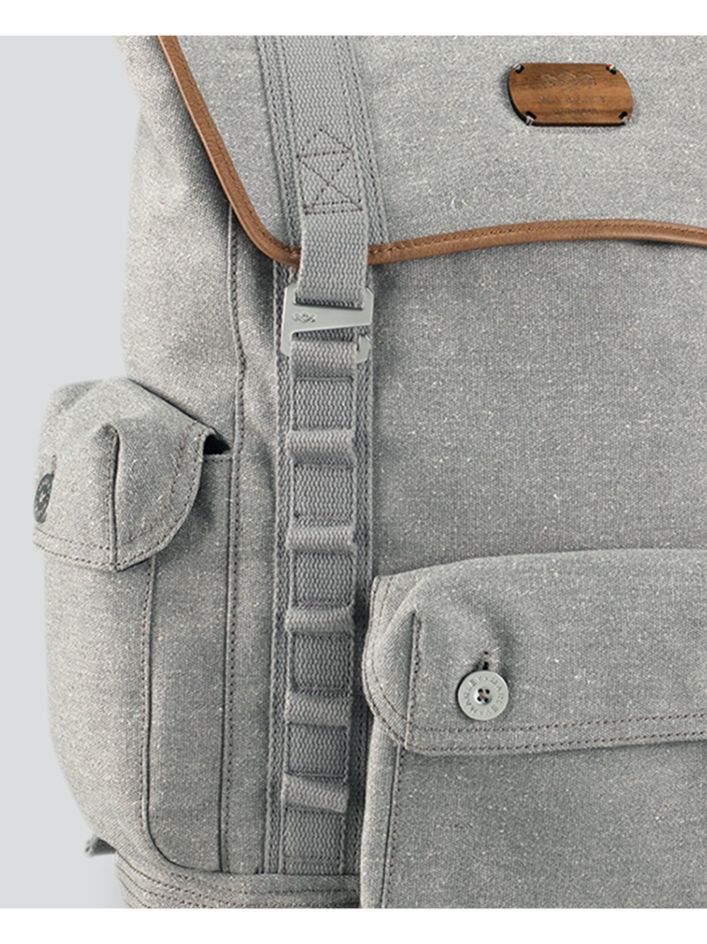 House of Marley lively up gray hemp Roll-Top Backpack with Tan Straps - Picture 3 of 16